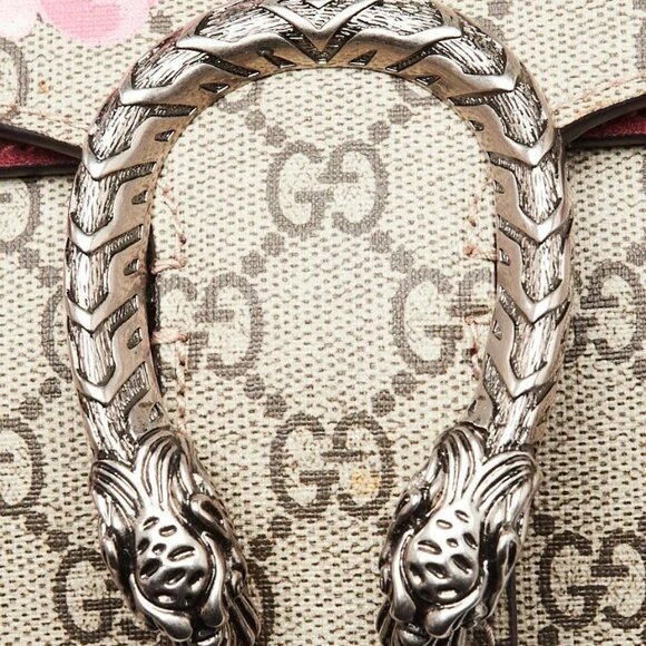 Gucci Beige/Pink GG Supreme Coated Canvas Crystal Small Dionysus Shoulder Bag - Picture 6 of 12